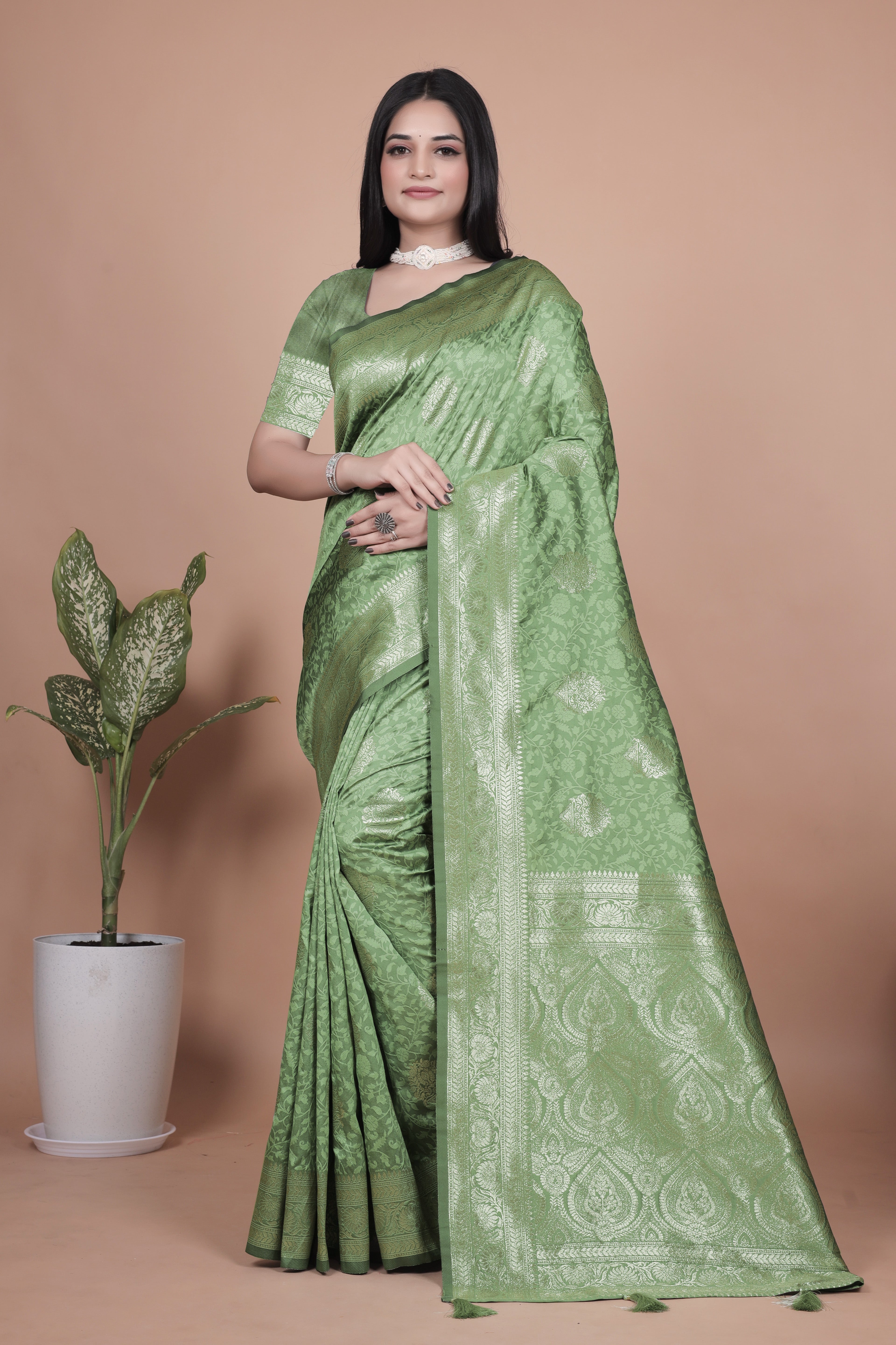 Banarasi Silk Saree with Gold Zari Butti & Ornate Pallu with 4 color option ✨💠